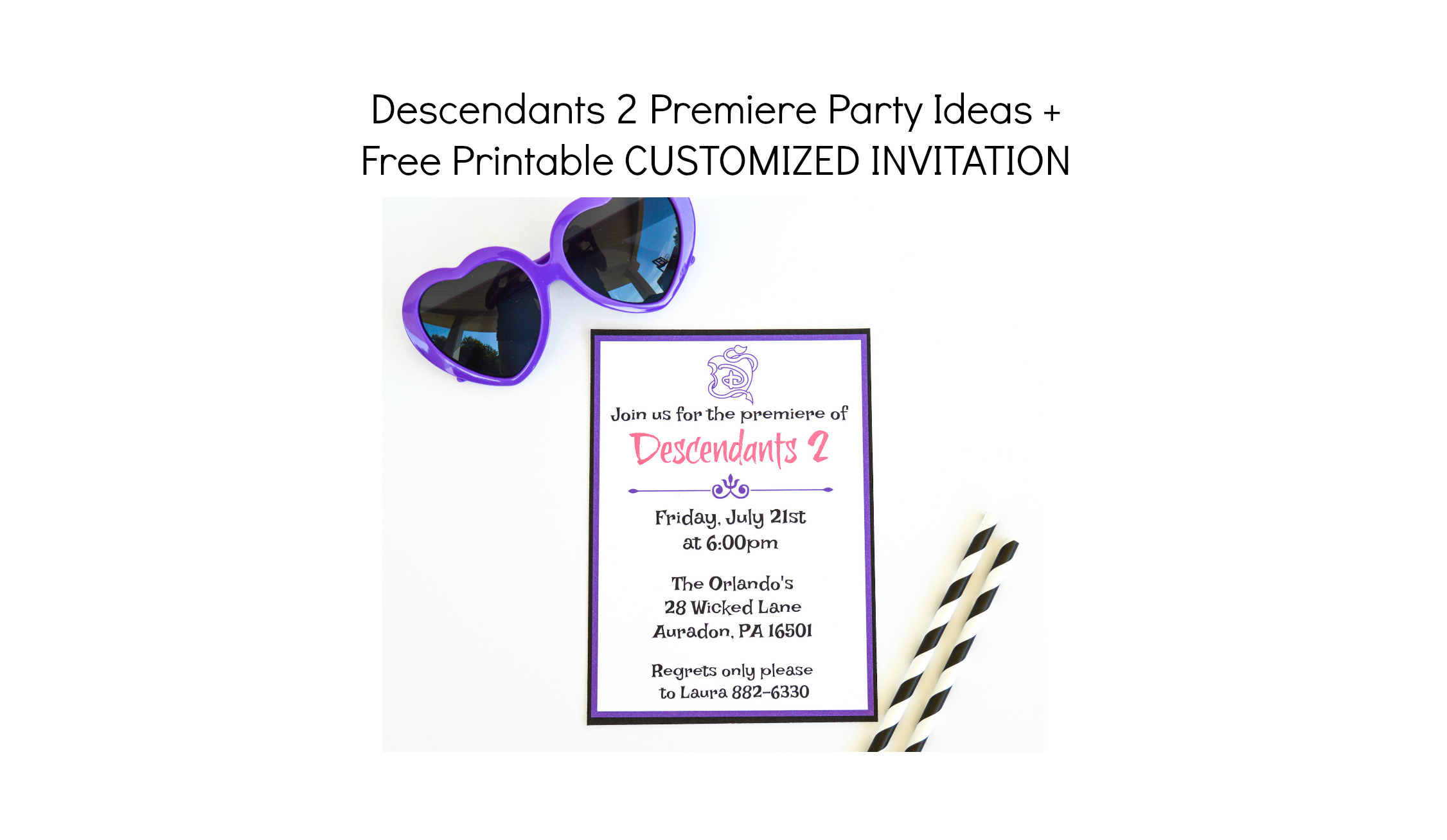 Descendants 2 premiere party ideas from Celebrate In Detail - free printables included.
